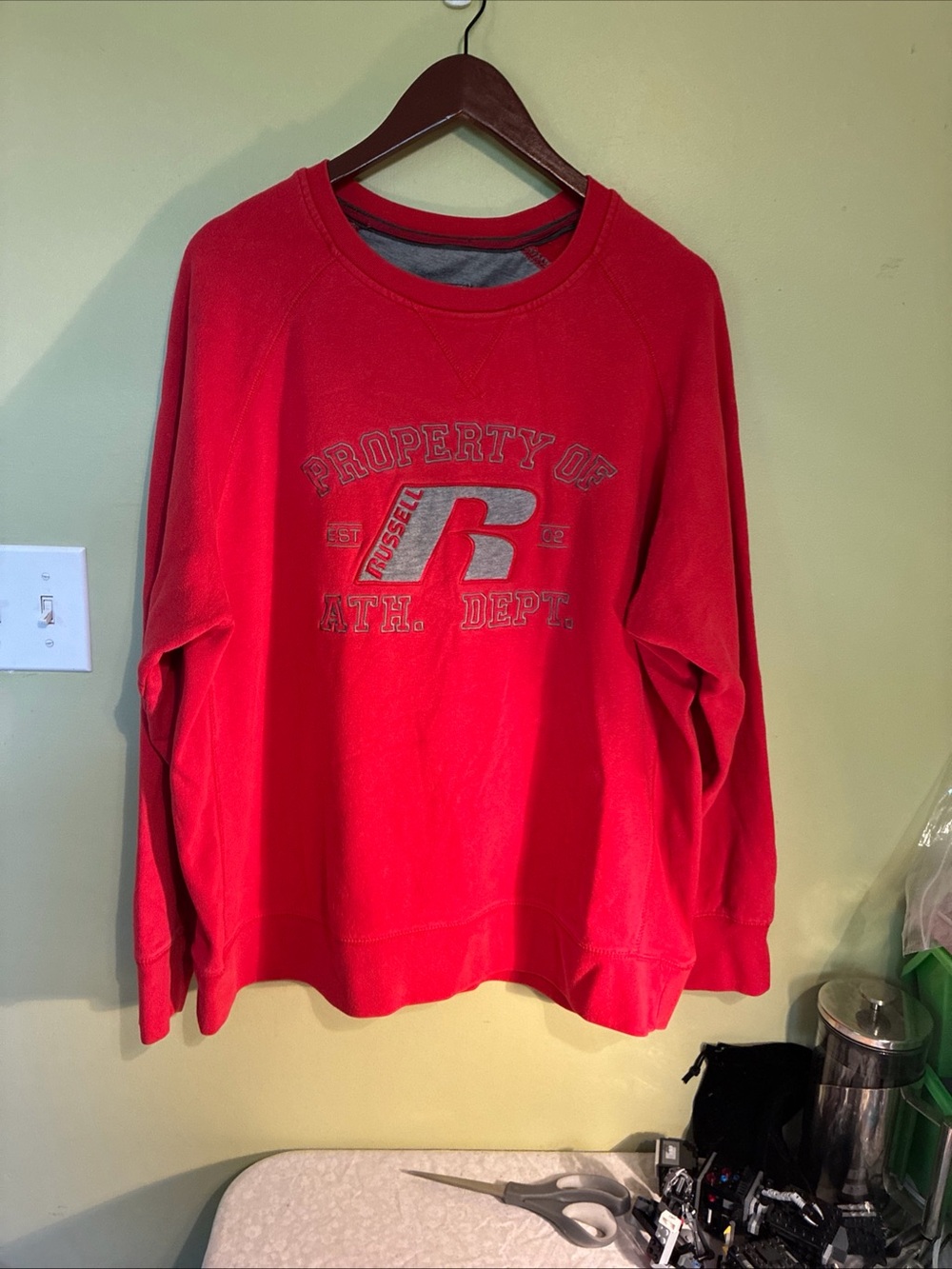 Russell Athletic Red Premium Fleece Crewneck Sweatshirt Vintage
